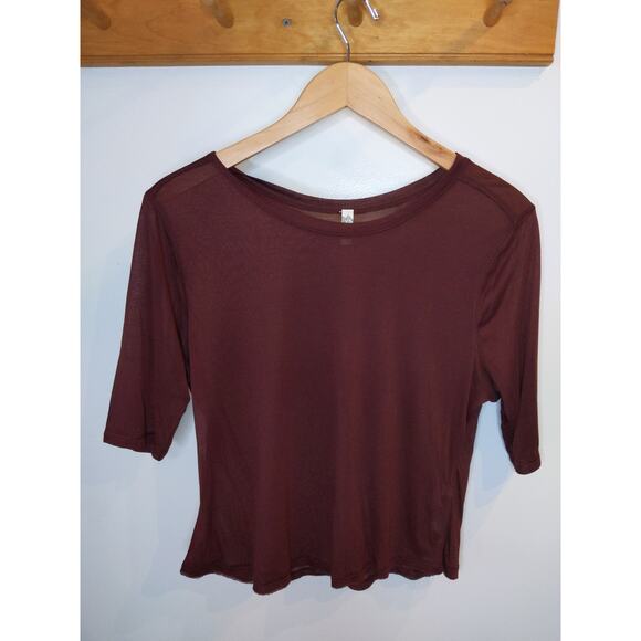 Intimately by Free People Other - FREE PEOPLE Intimately Burgundy Top Sheer 3/4 Sleeve Wine Red Boho Medium
